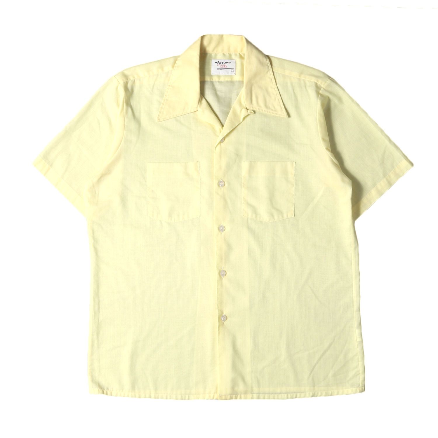 U.S.VINTAGE 70s オープンカラー ポリコットン 半袖 ボタン