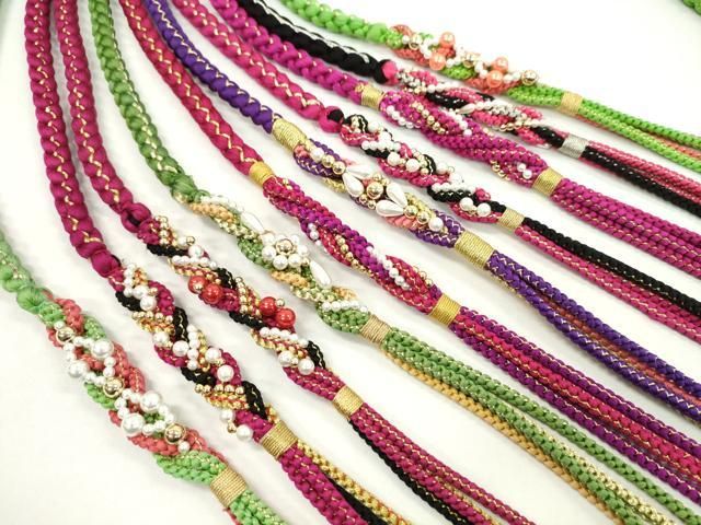 平和屋着物●和装小物 振袖用飾り付き帯締め１０本セット パール 花 金銀糸 CAAX8196ju