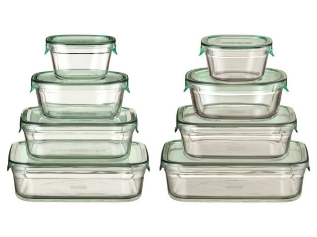 iwaki パック-レンジ 角型8点セット グリーン