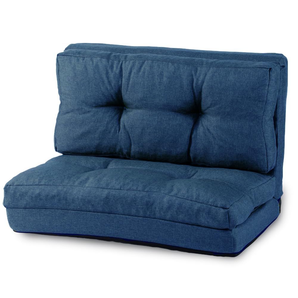 マルチに使える3 WAY 幅90 cm ソファーベッド 14段階リクライニング 座椅子 1人掛け ソファ 折りたたみ アイリスプラザ 折り畳み 幅約90 奥行約66 205 高さ約12 61 CG 4 A 90 ネイビー
