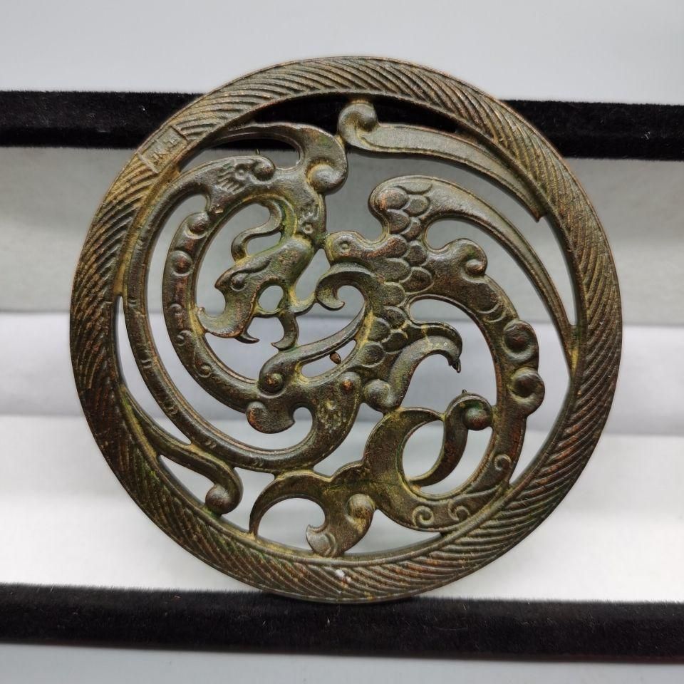 竹彫りの透かし彫り如意ペン立て 書道具 文房具 工芸品 美術品 置物