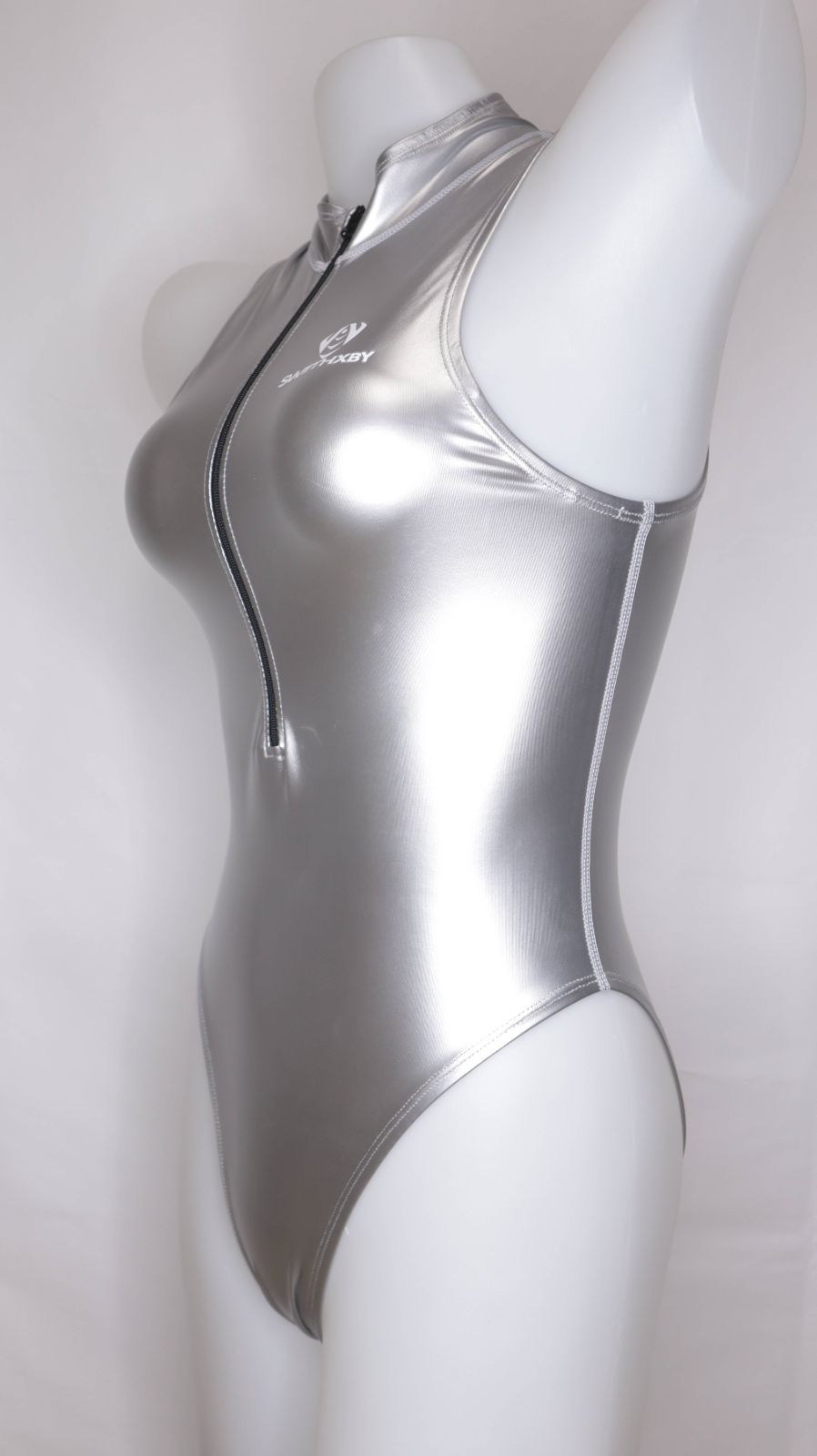 SWIMHXBY 競泳水着 レディース フロントジップ エナメル調 SWIMHXBY 競泳水着 レディース フロントジップ エナメル調