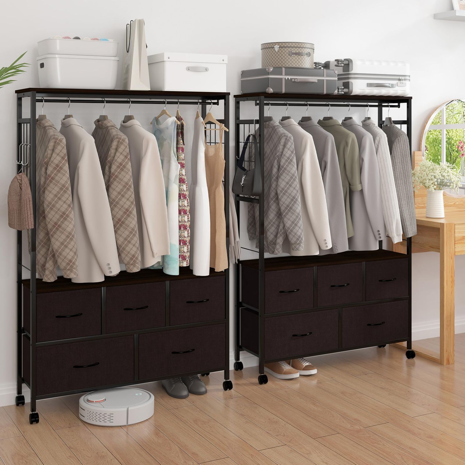 組立簡単 全体耐荷重150kg ストッパキャスター付き移動式と固定式