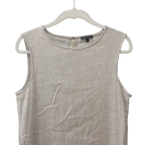 新品　Theory セオリー　ワンピース　麻　リネン　ナチュラル　P セオリー Theory ワンピース ひざ丈 麻 リネン ノースリーブ 2