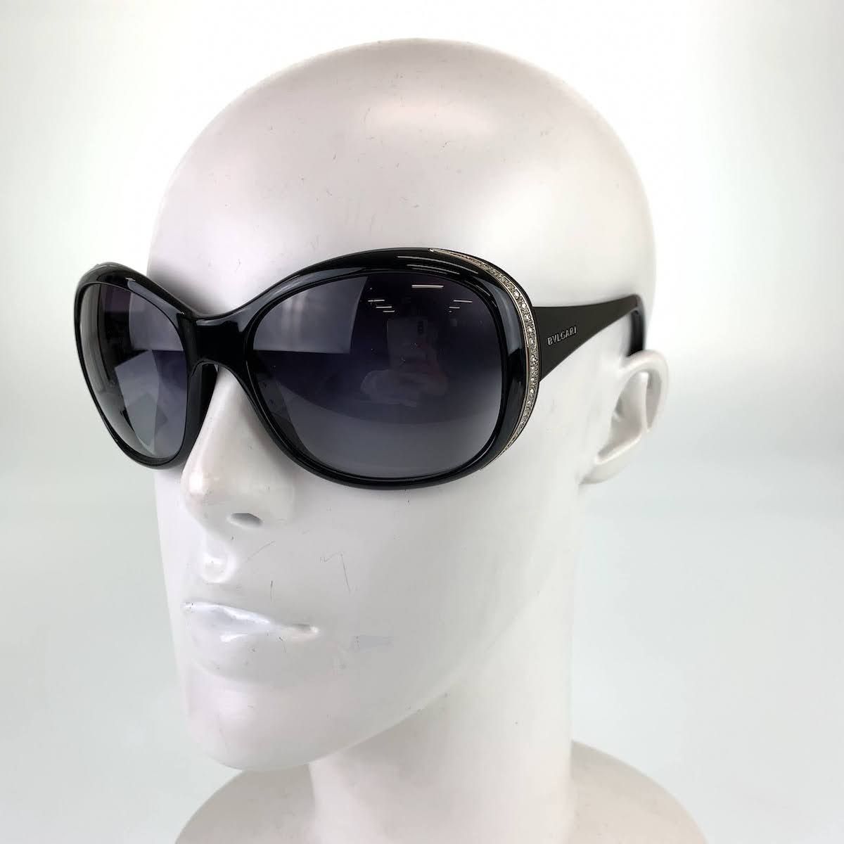 レア✨BVLGARI ブルガリ　サングラス　サイドロゴ　ラインストーン　ブラック BVLGARI ブルガリ ラインストーン POLARIZED ブラック