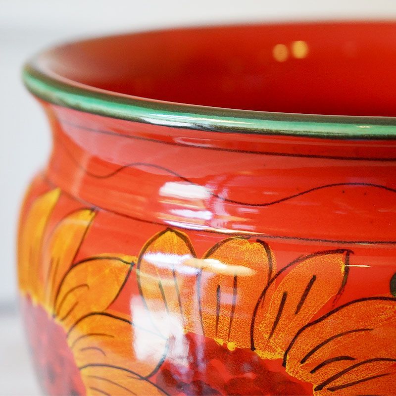 プランターカバー 鉢カバー イタリア製 レッド アウトレット 赤（M