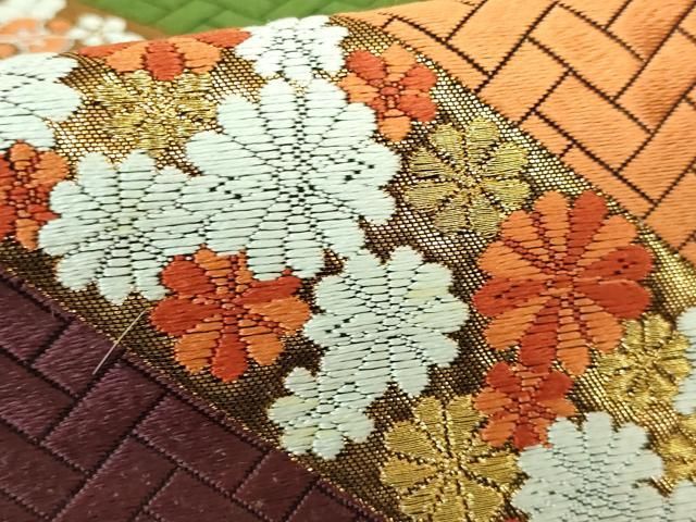 平和屋本店□極上 西陣 河合美術織物謹製 六通柄袋帯 唐織 宝尽くし花