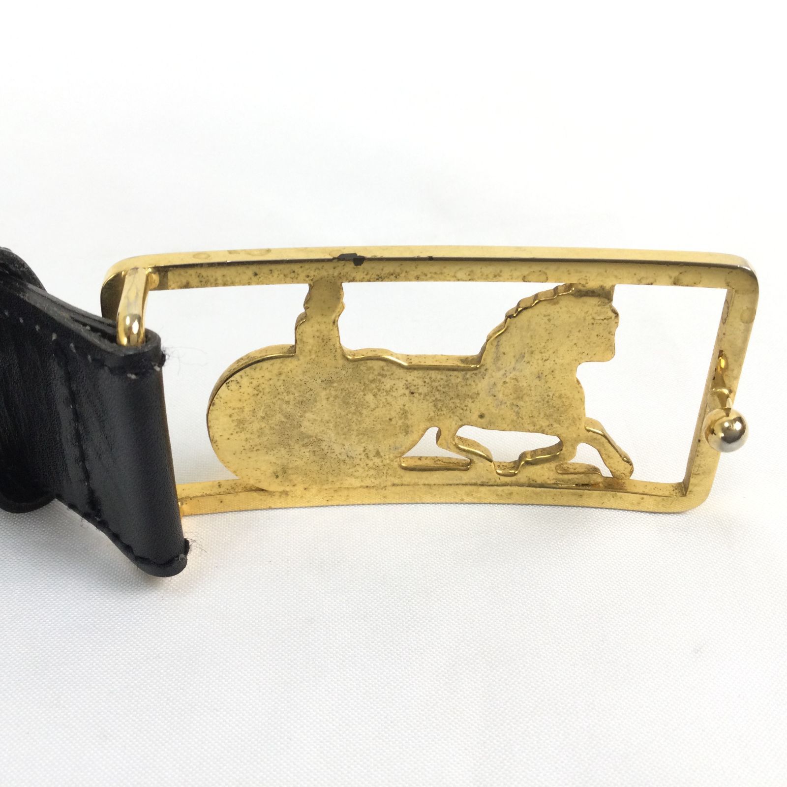 CELINE セリーヌ ベルト レディース 馬車バックル レザー ブラック