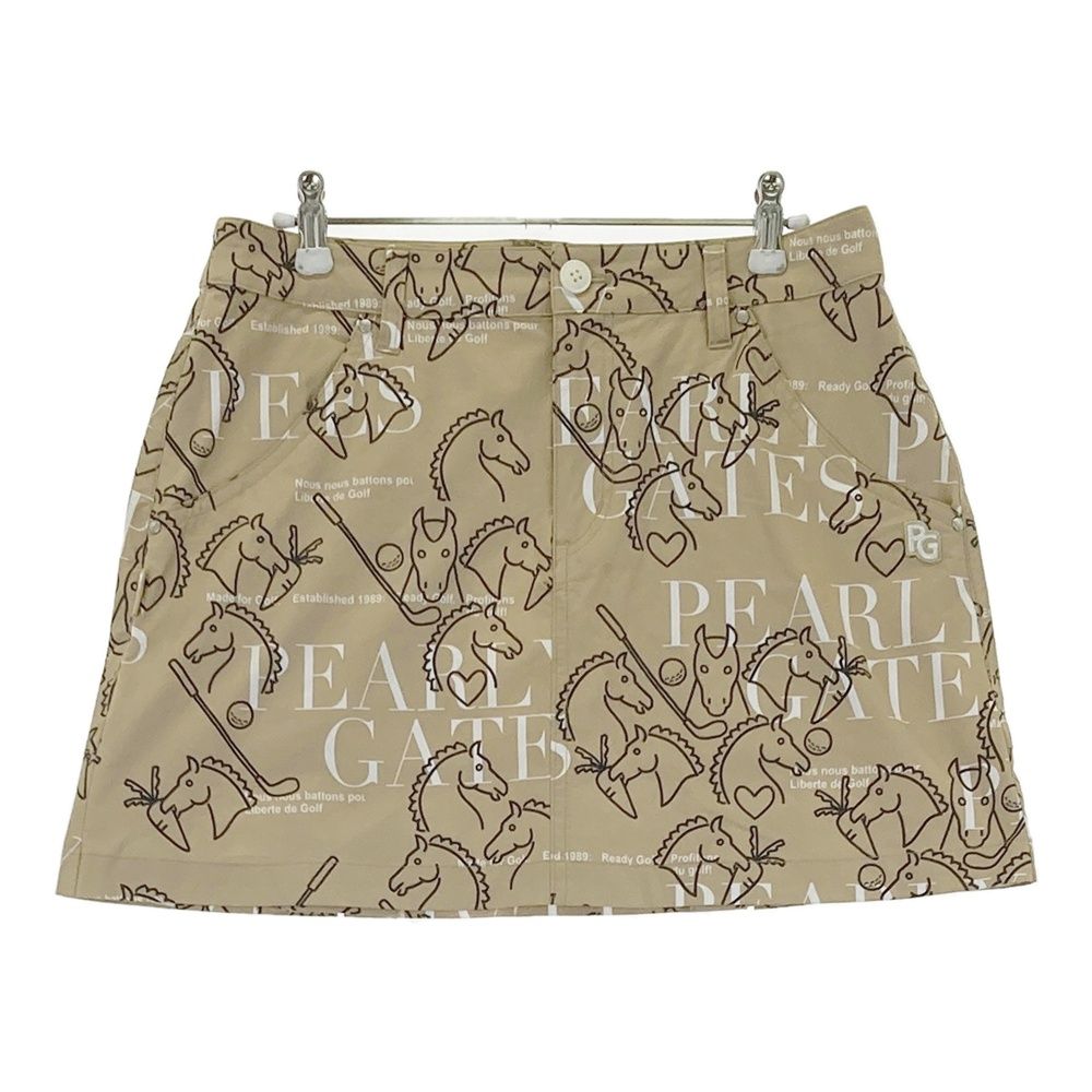 サイズ 2 PEARLY GATES パーリーゲイツ モデル スカート 総柄 ベージュ系 240101541737 ゴルフウェア レディース ストスト