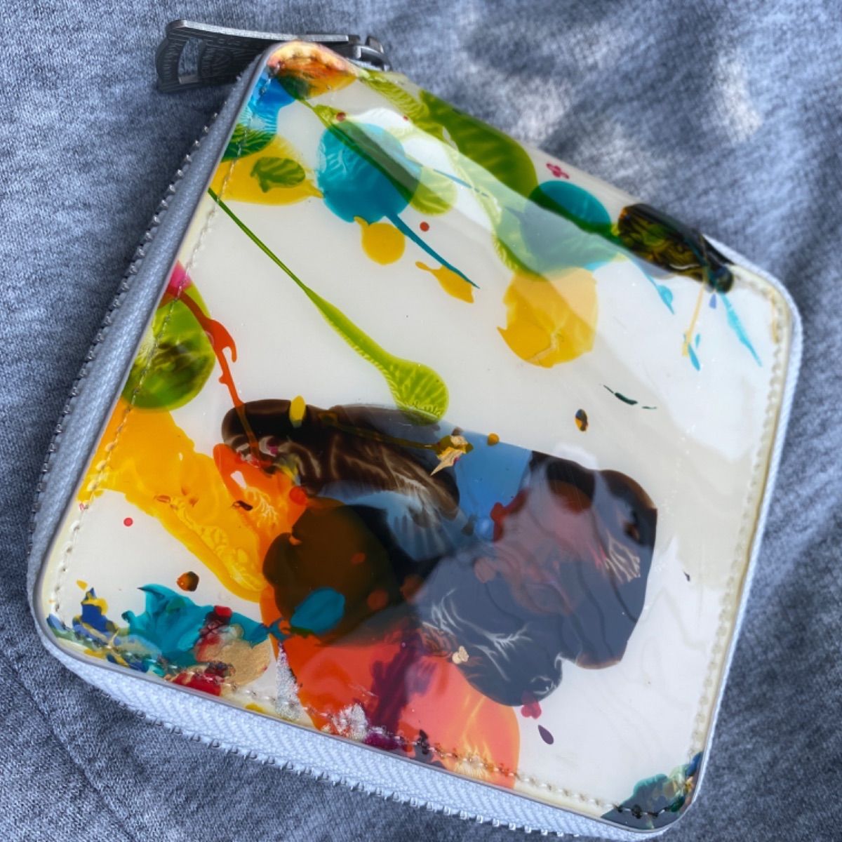 マクロマウロ 財布 ラウンドジップ macromauro◇財布⁄ペンキデザイン