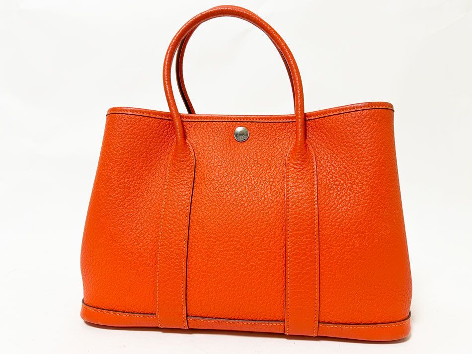 HERMES エルメス ガーデンパーティ30 TPM トートバッグ カントリー レザー フュー オレンジ 064422CK □R刻印