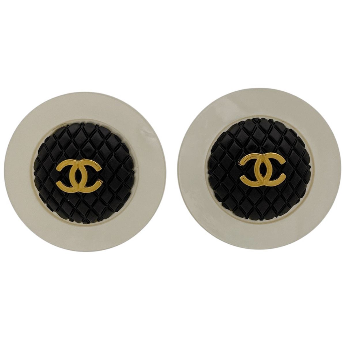 シャネル CHANEL ココマーク イヤリング ラウンド シェル イヤリング GP ブラック レディース