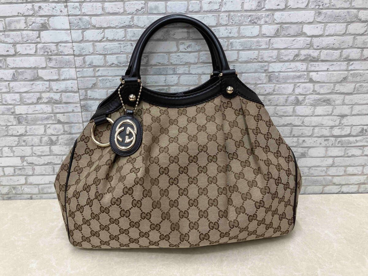 GUCCI グッチ 211944 493075 スーキー キャンバス レザー トートバッグ GG柄 ブラウン系 [240001781381] メンズ｜ グッチ