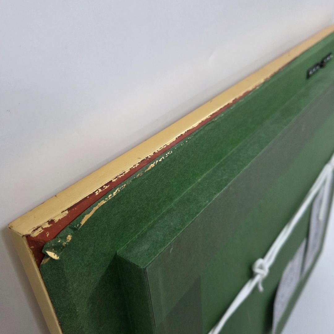 佐野千恵子 『黄金のふくろうと赤富士』油彩画 F6号 縁起物 風水 原画