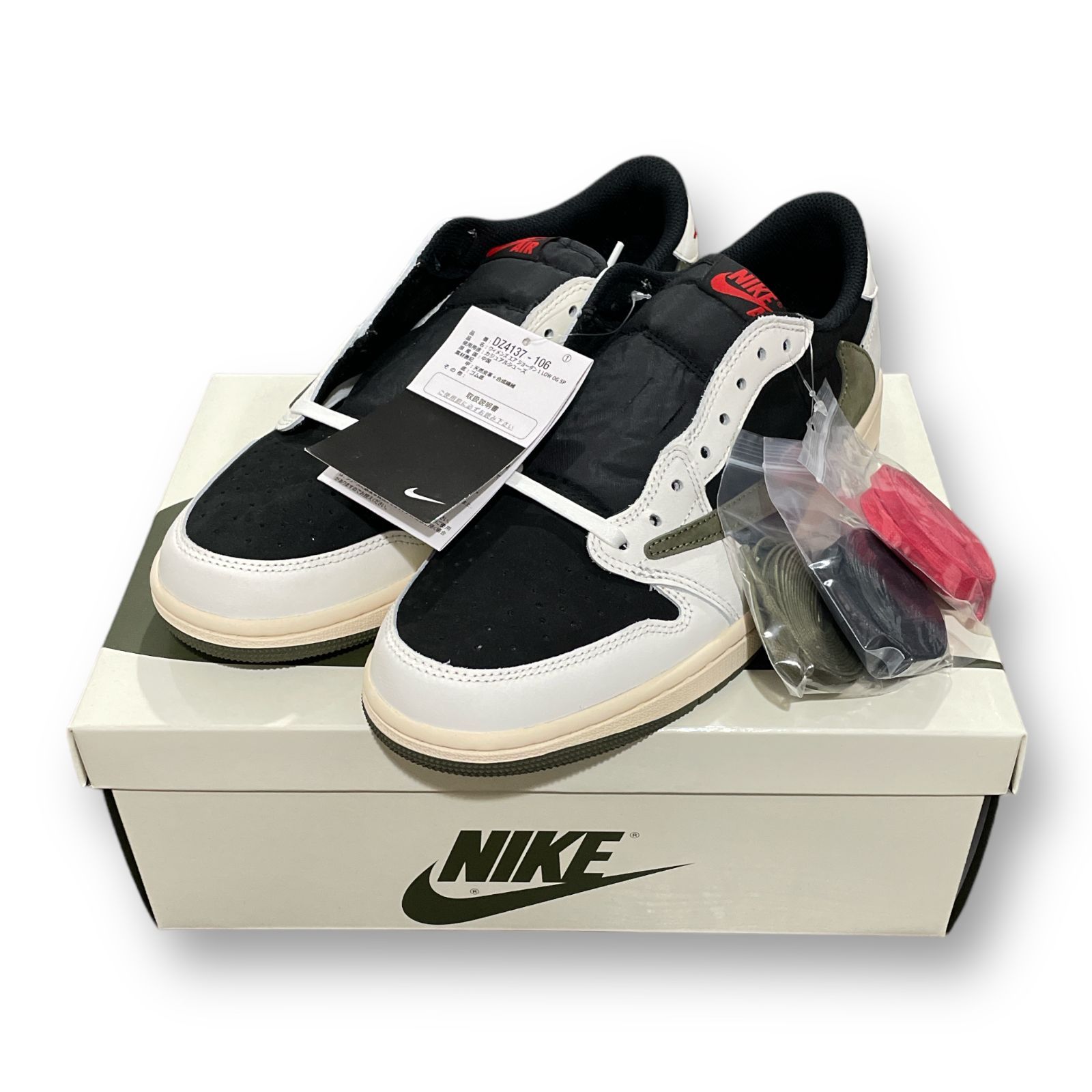 国内正規 新品 NIKE Travis Scott WMNS Air Jordan 1 Low OG DZ4137-106 MEDIUM OLIVE  ミディアムオリーブ ジョーダン1 スニーカー ナイキ トラビススコット 27.5cm　53485A