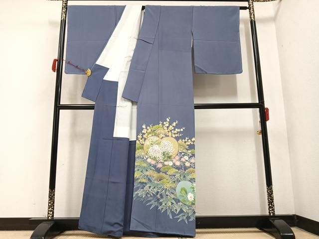 平和屋着物●十日町友禅作家 阿部佳雪 豪華色留袖 草花文 正絹 AABB6279ph