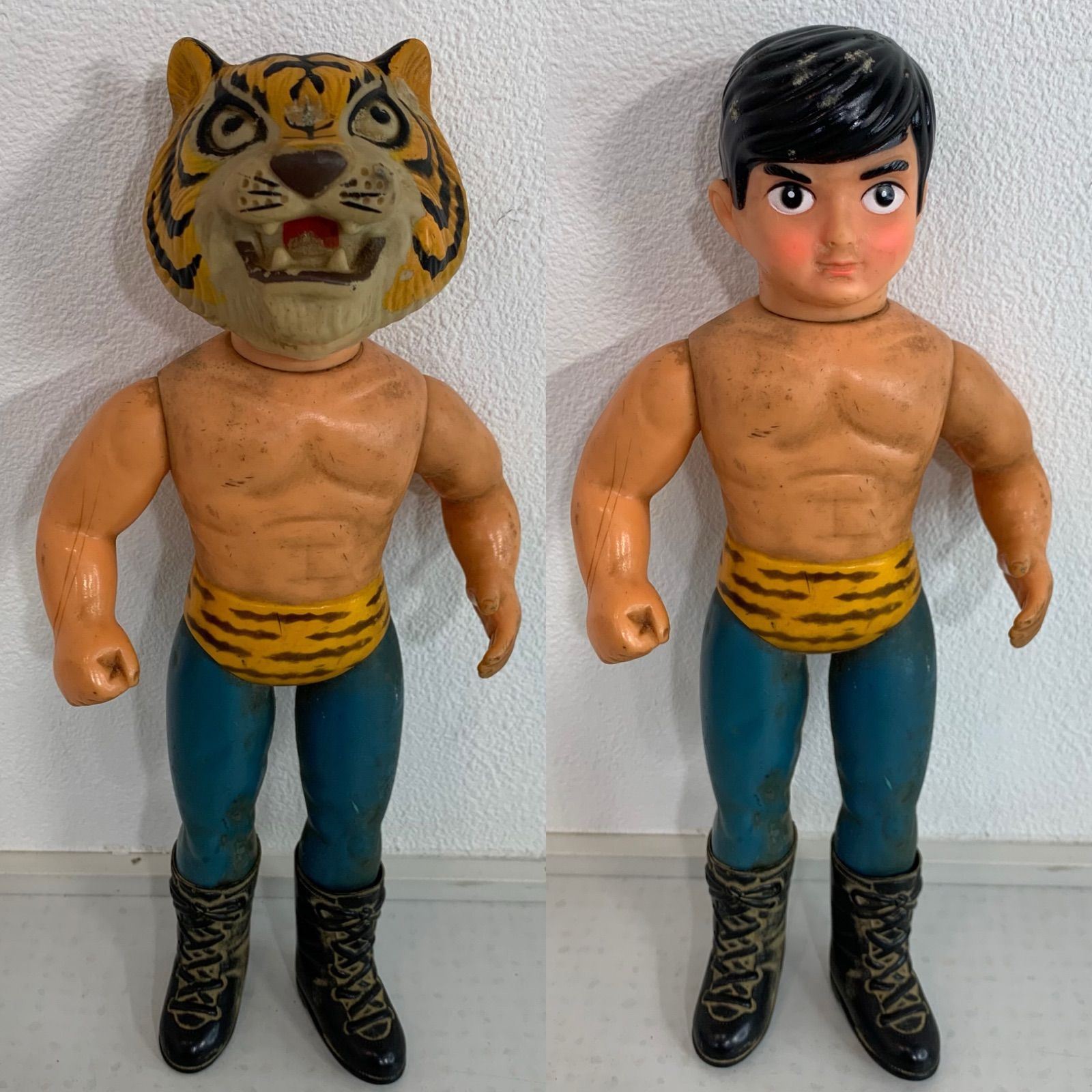 メディコムトイ タイガーマスク 初期きいろ版 ソフビ 辻なおき|梶原一騎|昭和レトロ マント無し