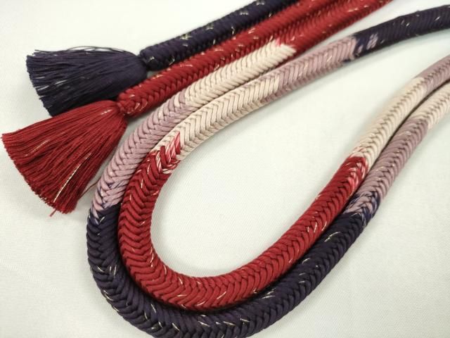 平和屋本店□極上 有職組紐道明 帯締め 奈良組 四色段 萬秋楽 金糸  