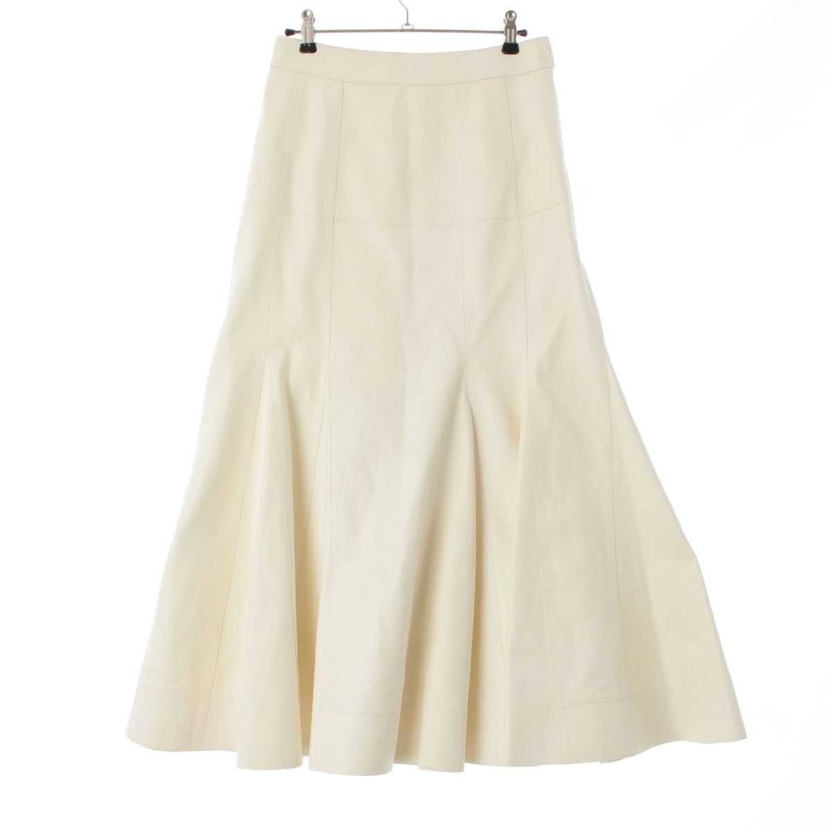 ロエベ レザー プリーツ ロング スカート ボトムス S540344X98 ホワイト 38