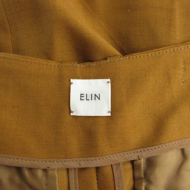 エリン ELIN ワイドパンツ タック ハイウエスト 36 S 茶