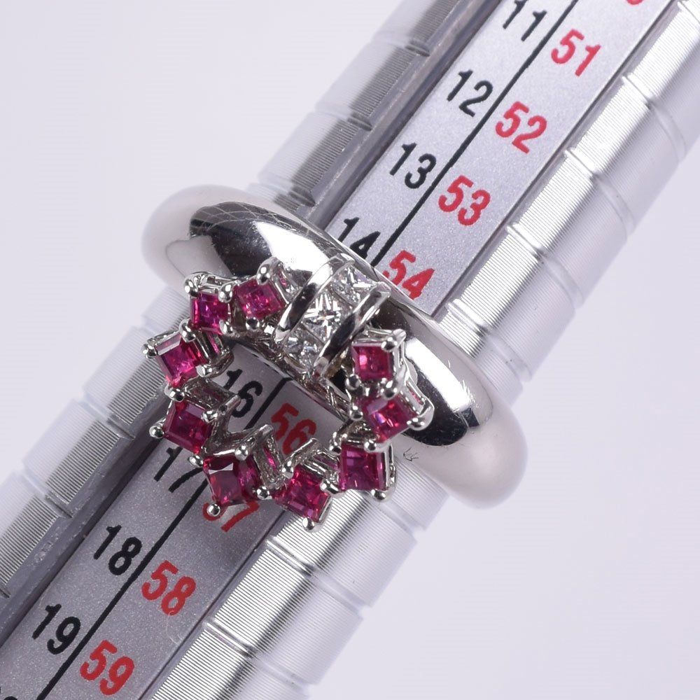 Pt900プラチナ×ルビー×ダイヤモンド 14.5号 R0.51 D0.06 レ