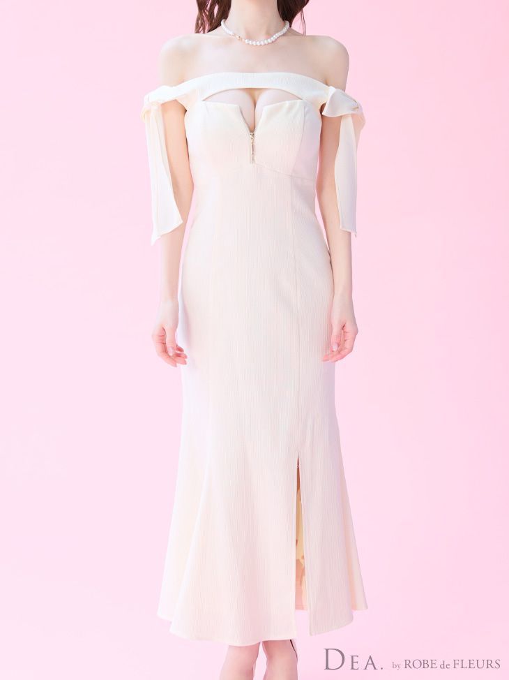 DEA. by ローブドフルール ショルダーリボンドットフレアロング