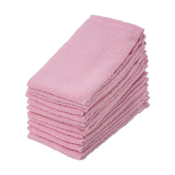 まとめ 作業用おしぼりタオル ピンク 1パック 12枚 ×10セット