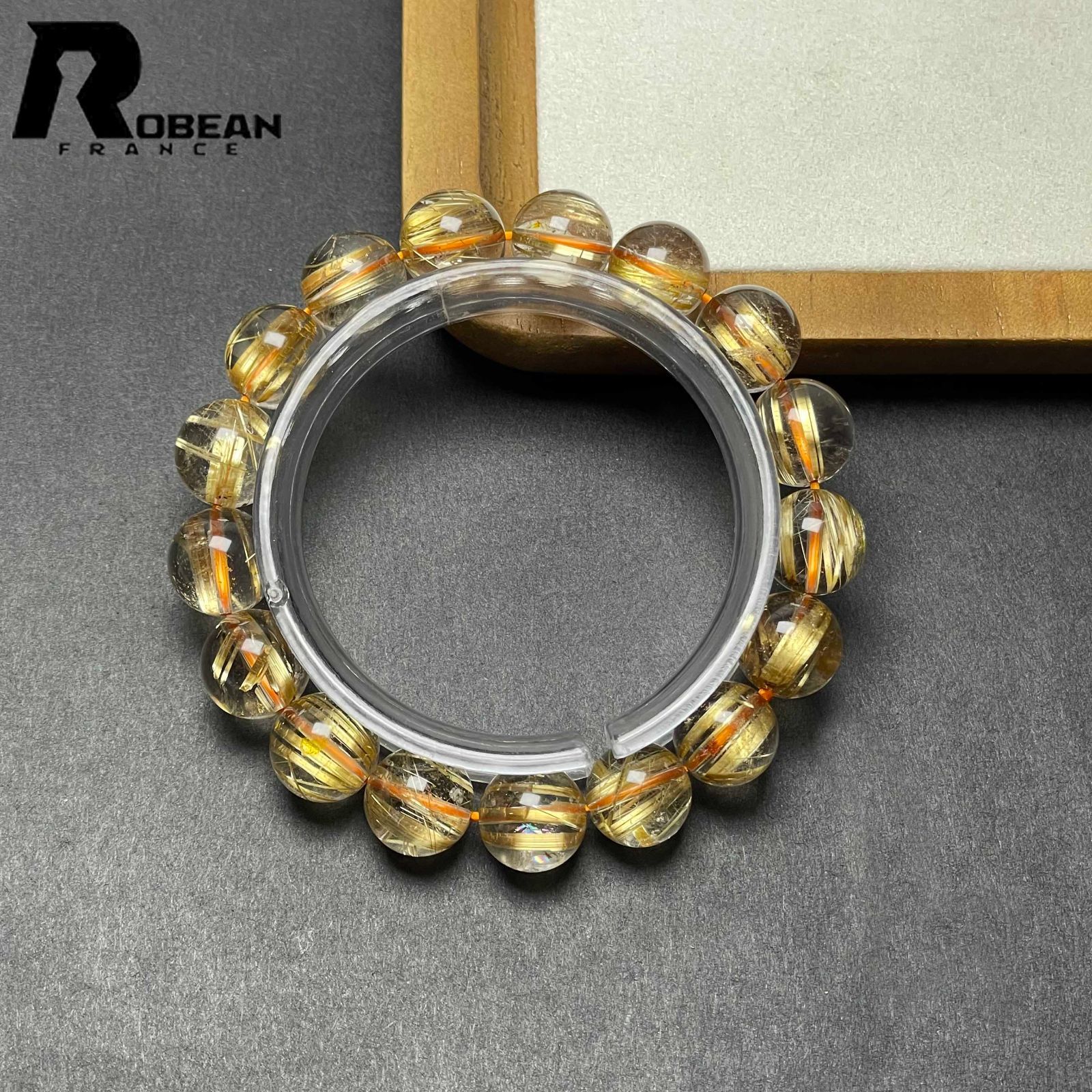 10 OFFクーポン配布中 上級 EU製 定価177万円 ROBEAN ! 満針ルチルクォーツ ブレスレット パワーストーン 天然石 金運 お守り プレゼント1 11.9-12.6mm D0922534