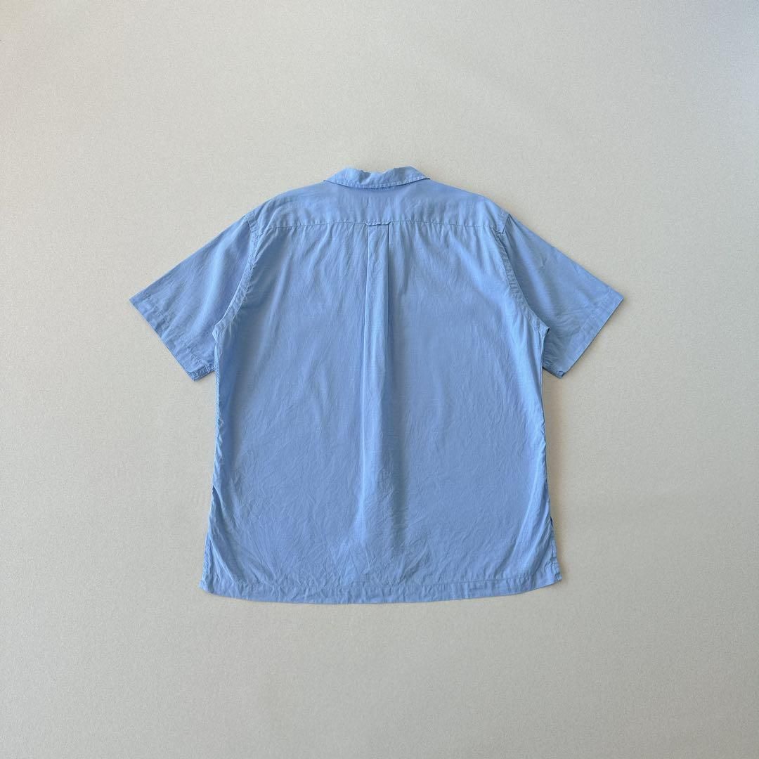 90s ラルフローレン オープンカラーシャツ リネン混 裾ポニー 刺繍ロゴ 