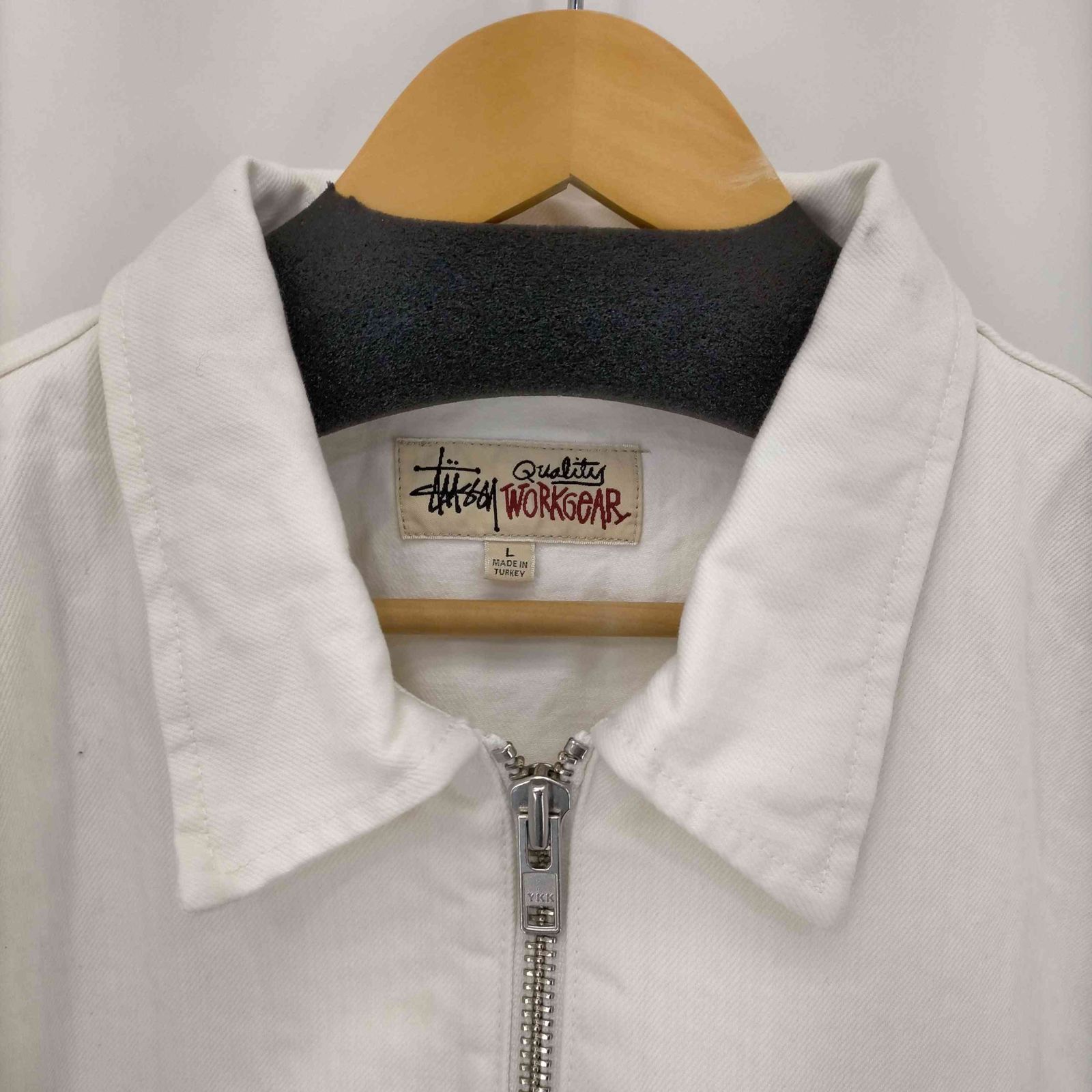 Stussy Quality Workgear ホワイトデニムジャケット Stussy Quality Workgear ホワイトデニムジャケット
