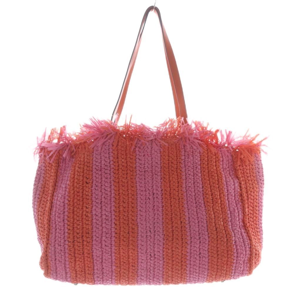 ケイトスペード KATE SPADE ラフィア トートバッグ ハンドバッグ ロゴ ピンク 赤