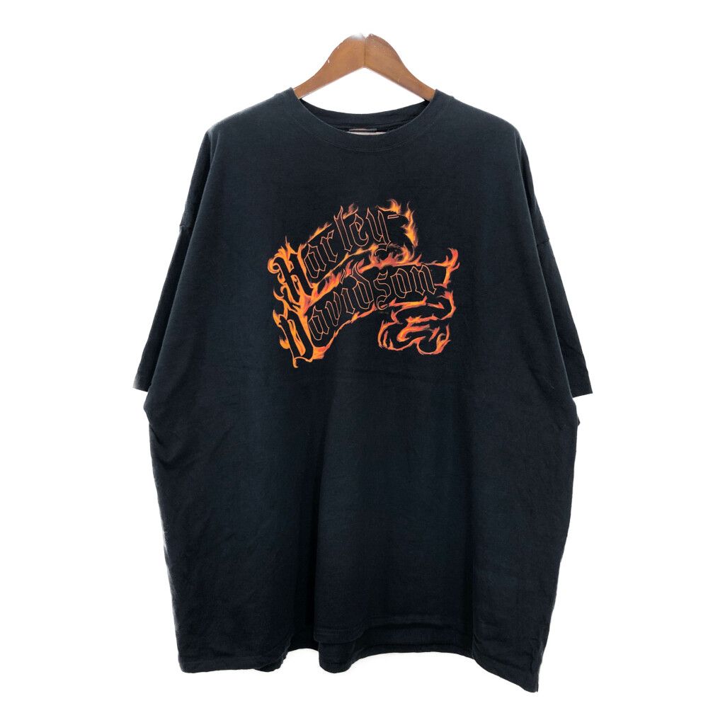 HARLEY DAVIDSON ハーレーダビッドソン 半袖Ｔシャツ 大きいサイズ モーターサイクル ブラック メンズ 4XL 古着 U2165