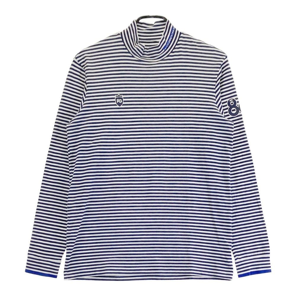サイズ 6 PEARLY GATES パーリーゲイツ モックネック 長袖Tシャツ ボーダー柄 ネイビー系 240101422327 ゴルフウェア メンズ ストスト