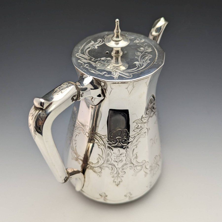 1853年 英国アンティーク シルバープレート製 コーヒーポット Thomas