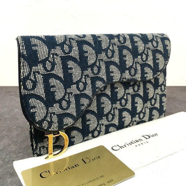 413 み Christian Dior 長財布 トロッター サドルウォレット