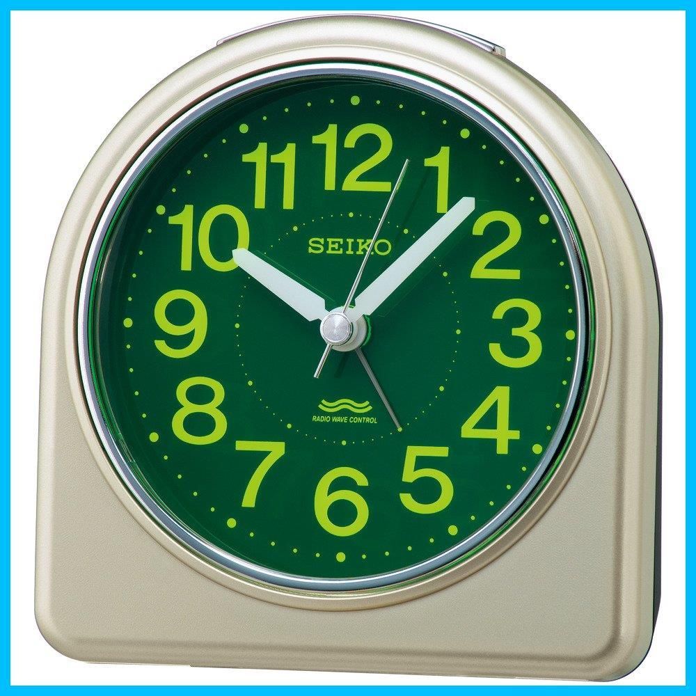 【在庫セール】セイコー クロック 目覚まし時計 電波 アナログ 薄金色 パール KR332G SEIKO