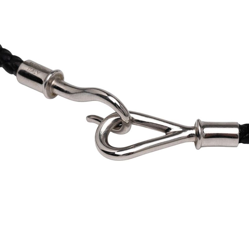 エルメス ジャンボ チョーカー ブレスレット ブラック シルバー金具 レザー メタル レディース HERMES 1-0235688