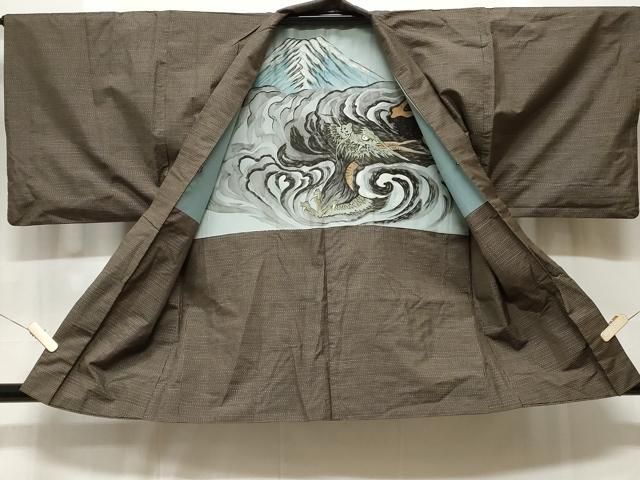 平和屋着物○男性 本場大島紬 アンサンブル 格子 正絹 逸品 AAAV7308zg