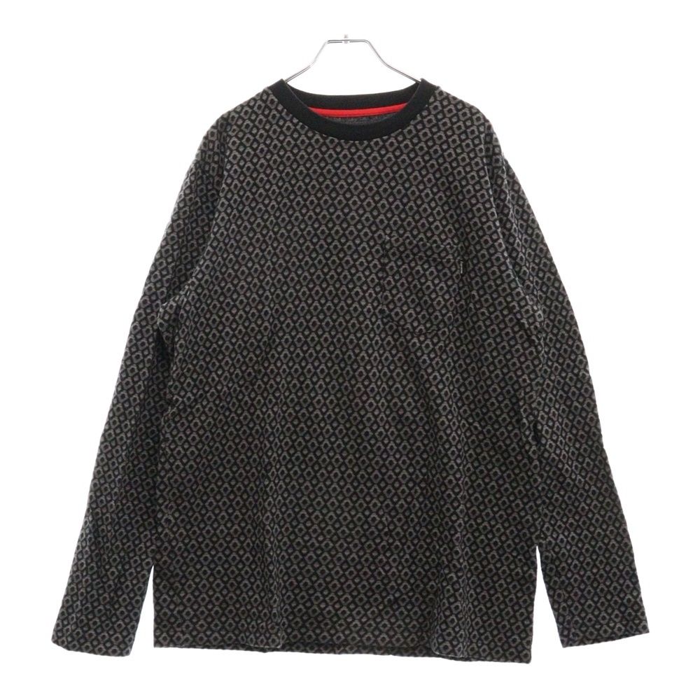 SUPREME (シュプリーム) 総柄 クルーネック長袖Tシャツカットソー ロングスリーブ ロンT グレー