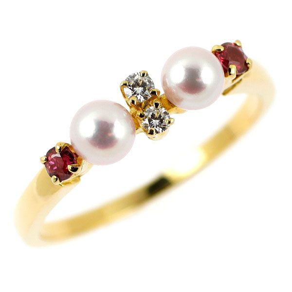 ☆美品☆ミキモト　K18 ベビーパール　ダイヤモンド　リング　約11.5号 MIKIMOTO 【送料無料】ミキモト K18 ベビーパール ダイヤモンド
