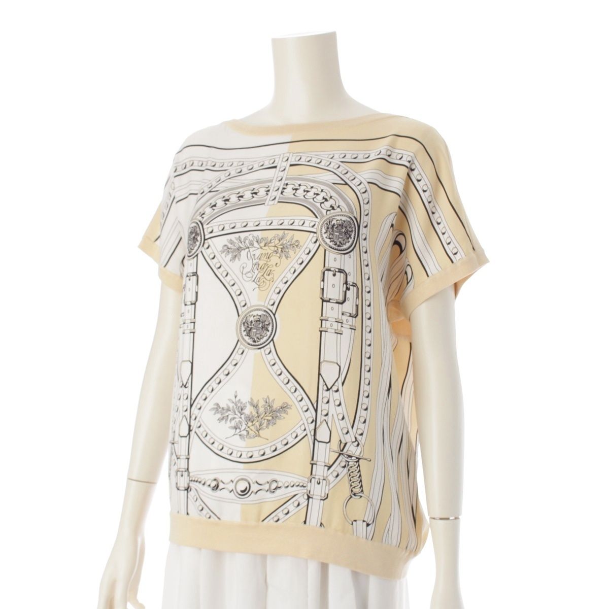 エルメス 22年 シルク コットン ツイルレーヌ 半袖 ニット