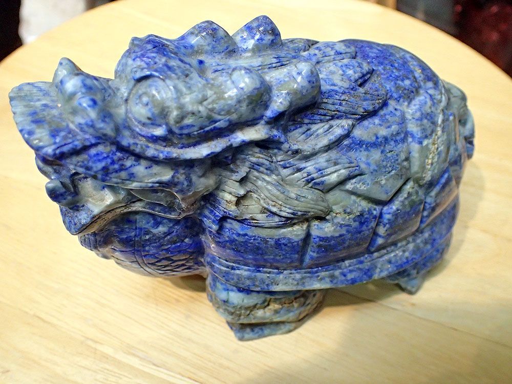 風水】龍亀＿ロングイ＿ラピスラズリ(1,457g) 亀 置物 風水