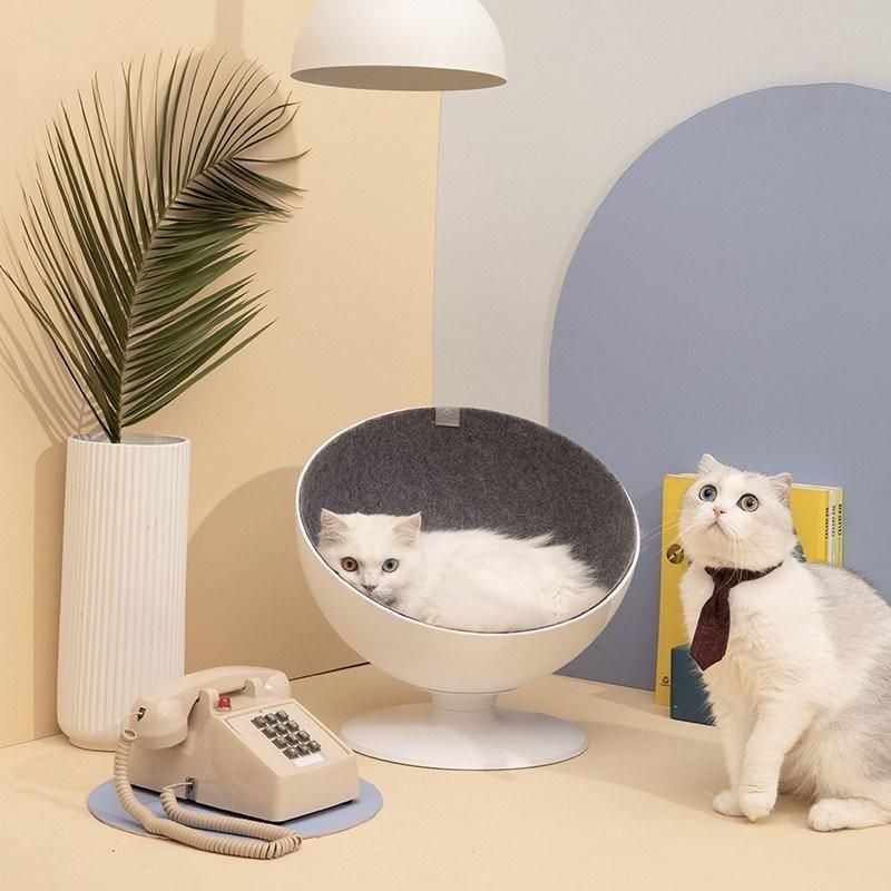  Furrytail 猫ハウス 猫ベッド 猫 キャット ベッド ハウス ドーム型 半球型 ハーフ 360°回転 おしゃれ カッコいい 快適 安定感 Panni その他 ベッド クッション ハウス