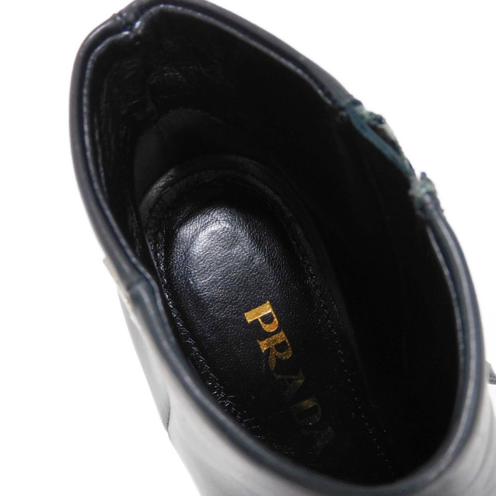 PRADA ヒールブーツ 36 1/2 サイドジップ ショート 黒