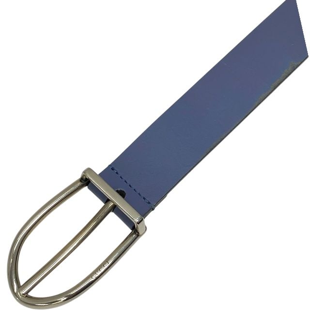 グッチ 309255 ベルト ロゴ レザー シルバー ブルー系 サイズ90 36 GUCCI