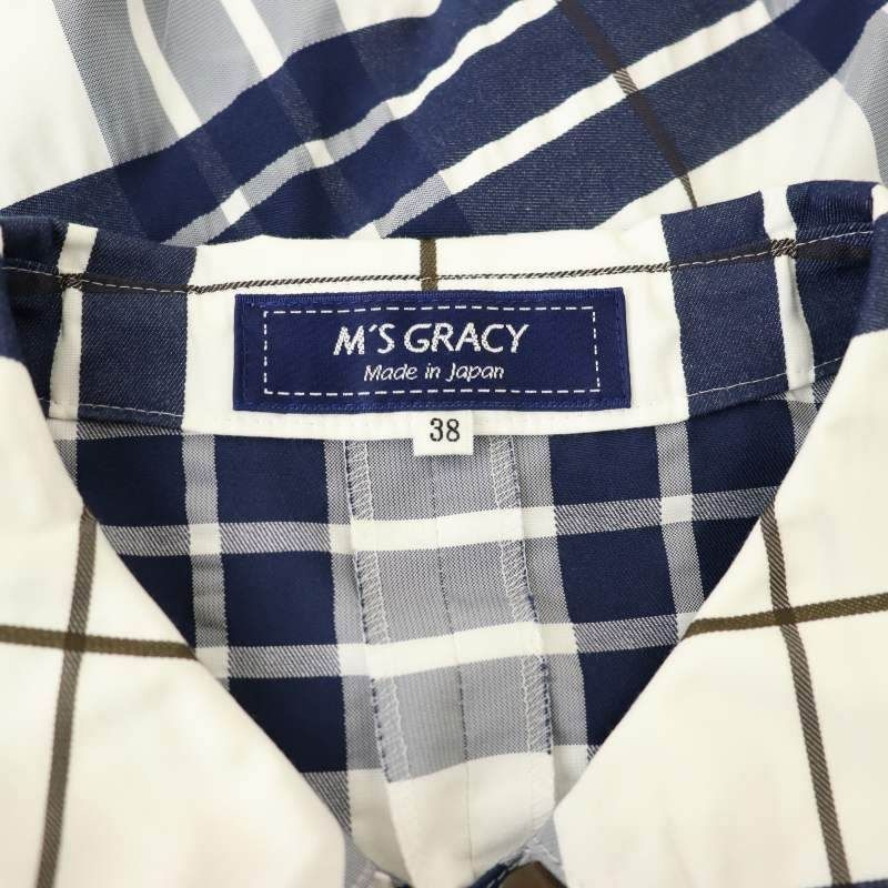 エムズグレイシー M'S GRACY ワンピース 半袖 シャツワンピ 紺