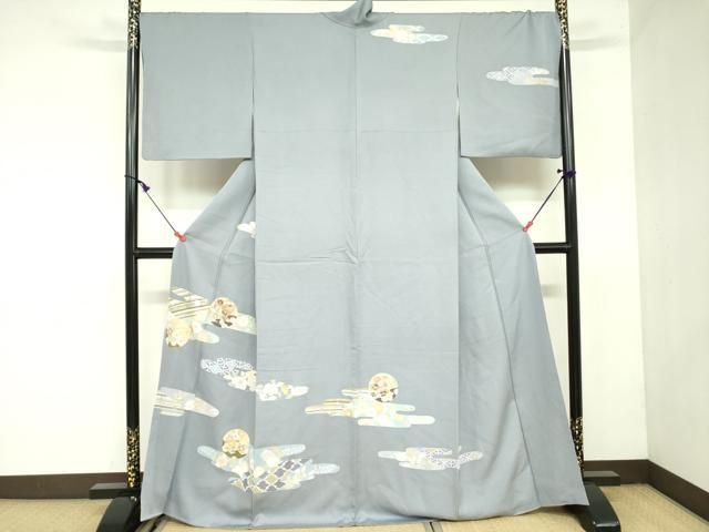 平和屋着物●訪問着 駒刺繍 花霞文 金彩 正絹 DAAX1557op