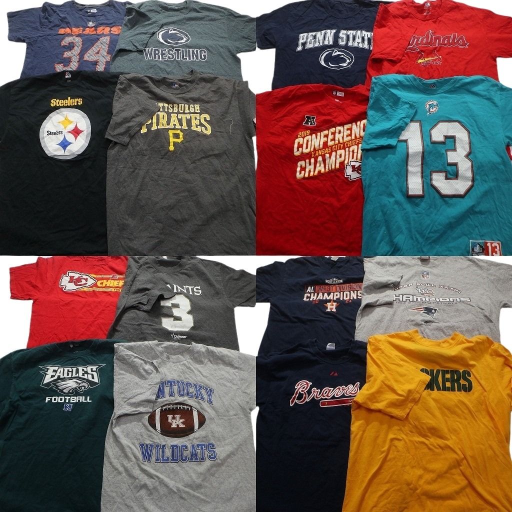 古着卸 プロチーム 半袖Tシャツ 16枚セット メンズ L MLB アストロズ ブレーブス NFL ペイトリオッツ 古着 NA2147