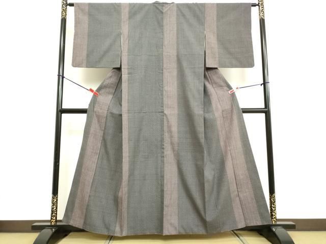 平和屋着物○本場結城紬 重要無形文化財 結城紬 蚊絣 間道 正絹 逸品  