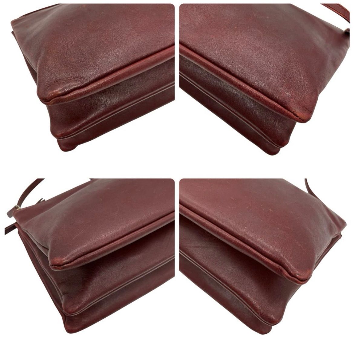 CELINE LARGE TRIO ショルダーバッグ レザー ボルドー 2277 - メルカリ